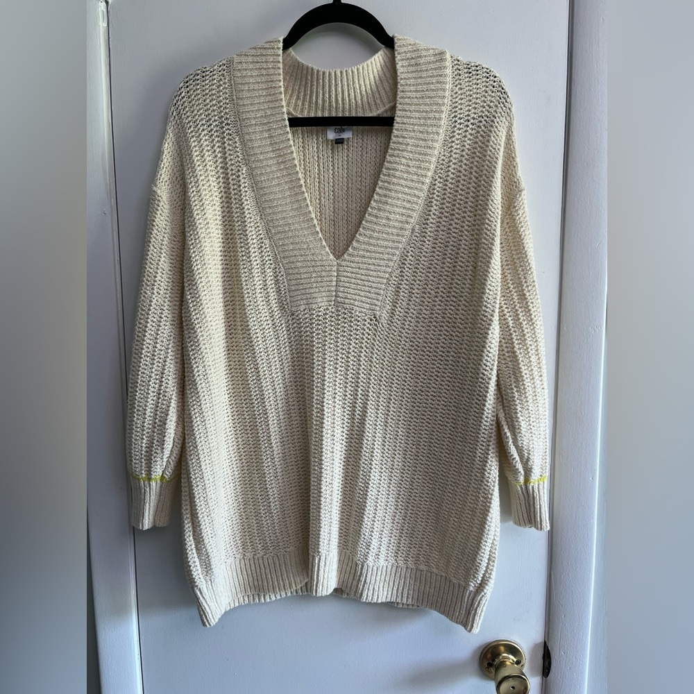 CAbi Cream V-Neck Sweater